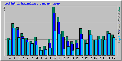 Óránkénti használat: January 2005